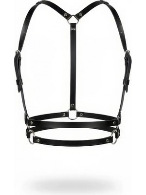 Pileli Store Siyah Kadın Kemer Deri O Halka Detaylı Vücut Aksesuarı - APFT210