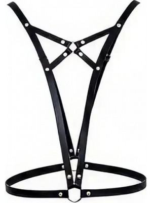 Pileli Store Siyah Kadın Kemer Suni Deri Gövde Aksesuarı - APFT156