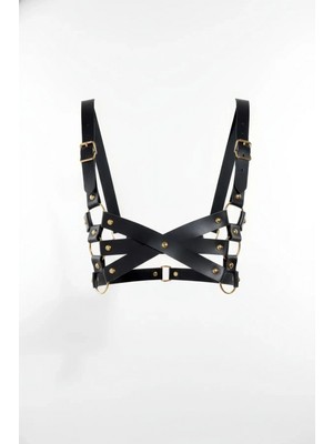 Pileli Store Siyah Kadın Kemer Deri Çapraz Detaylı Vücut Kemeri - APFT1186