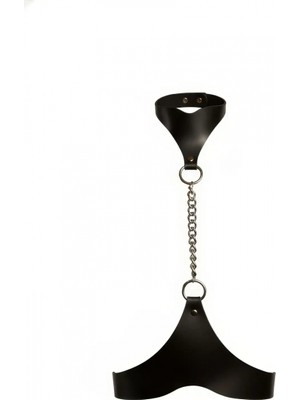 Pileli Store Siyah Kadın Kemer Zincir Detaylı Boyunluklu Deri Vücut Kemer - APFT1265