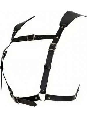 Pileli Store Siyah Kadın Kemer Deri Omuz Detaylı Vücut Aksesuarı - APFT1269