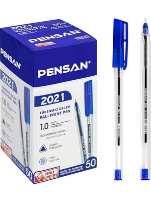 Tükenmez Kalem Şeffaf Üçgen 1.0 2021 Mavi 50 Li