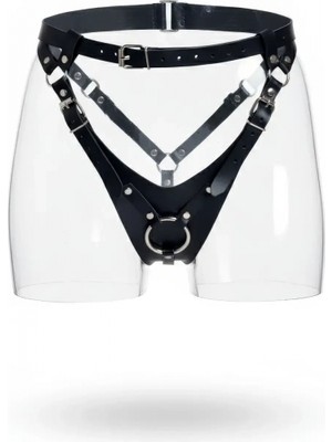 Pileli Store Siyah Kadın Kemer Deri Vücut Tokalı Aksesuar - APFT1281