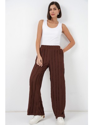Bigdart Kadın Dokulu Esnek Örme Pantolon 30077 - Kahverengi