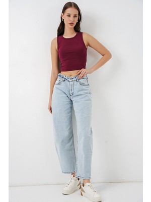 Bigdart Kadın Yüksek Bel Kot Pantolon 30081 - Buz Mavi