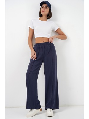 Bigdart Kadın Beli Lastikli Bol Paça Pantolon 30087 - Lacivert