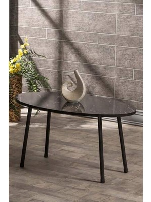 Savita Home Siyah Metal Orta Sehpa Elips - 90X50X42 cm