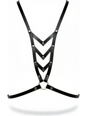 Pileli Store Siyah Kadın Kemer Zımba Detaylı Vücut Aksesuarı - APFT192