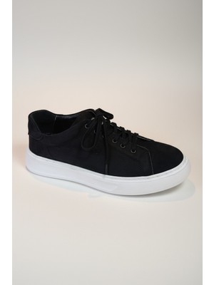 Modayak Ata M450 Siyah Nubuk Hakiki Deri Poli Beyaz Taban Bağcıklı Erkek Ayakkabı