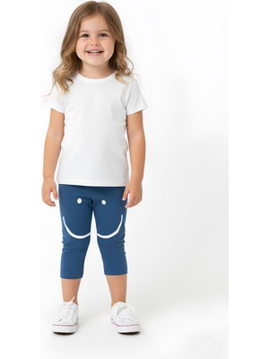 Lovetti Indigo Bebek Dizde Gülen Yüz Baskılı Kapri