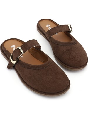 Gönderi(r) Kadın Kahve Süet  Burunu Kapalı Tokalı Terlik