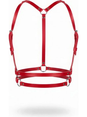 Pileli Store Kırmızı Kadın Kemer Halka Detaylı Vücut Aksesuarı - APFT210