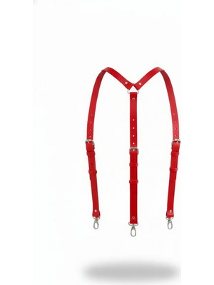 Pileli Store Kırmızı Kadın Kemer Deri Omuz Detaylı Vücut Aksesuarı - APFT213