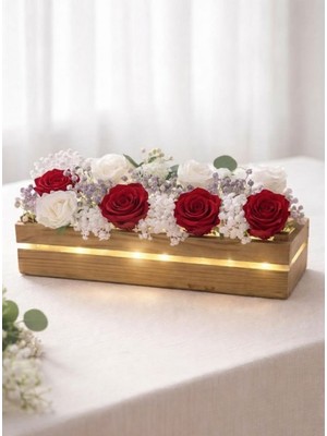 Bohem Masa Dekoru Yapay Çiçek Arajmanı LED Işıklı