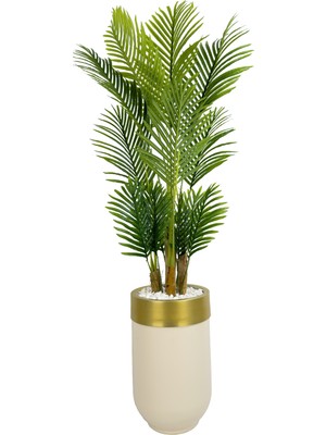 Biçiçek Areka Palmiyesi 160CM Krem Gold Metal Darbuka Saksıda