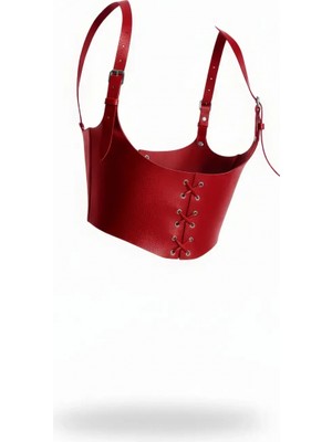 Pileli Store Kırmızı Kadın Kemer Korse Bağcıklı Omuz Detaylı - APFT1428