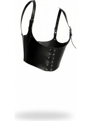 Pileli Store Siyah Kadın Kemer Bağcıklı Korse Stil Geniş Bel Aksesuarı - APFT1428