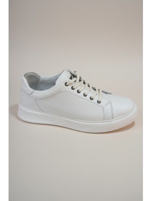 Modayak Ata M450 Beyaz Hakiki Deri Bağcıklı Günlük Erkek Ayakkabı