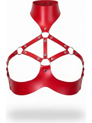 Pileli Store Kırmızı Kadın Kemer Deri Yaka Detaylı Vücut Aksesuarı - APFT1237