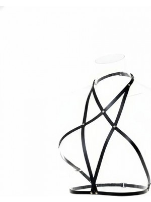 Pileli Store Siyah Kadın Kemer Çapraz Bantlı Vücut Aksesuarı - APFT180