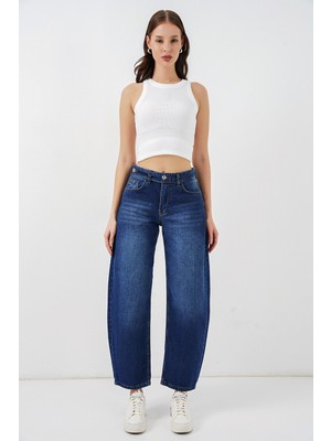 Bigdart Kadın Yüksek Bel Kot Pantolon 30081 - Lacivert