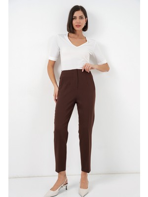 Bigdart 6650 Yüksek Bel Kumaş Pantolon - Kahverengi