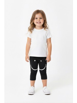 Lovetti Siyah Bebek Dizde Gülen Yüz Baskılı Kapri