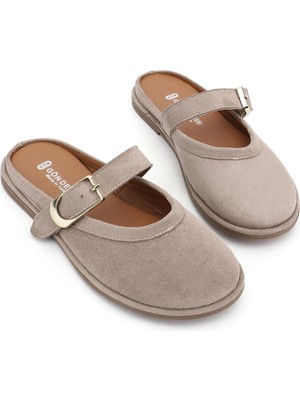 Gönderi(r) Kadın Vizon Süet  Burunu Kapalı Tokalı Terlik