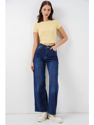 Bigdart Kadın Yüksek Bel Kot Pantolon 30082 - Lacivert