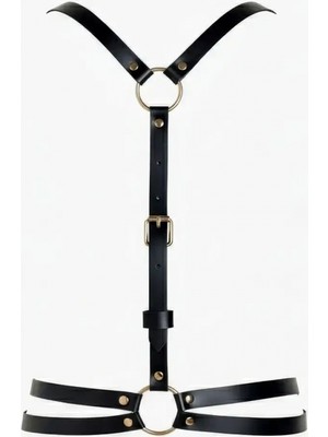 Pileli Store Siyah Kadın Kemer O Halka Detaylı Deri Vücut Aksesuarı - APFT1180