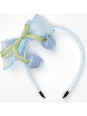 Le Mabelle Mavi Lale Figürlü Fiyonk Detaylı Kız Çocuk Taç