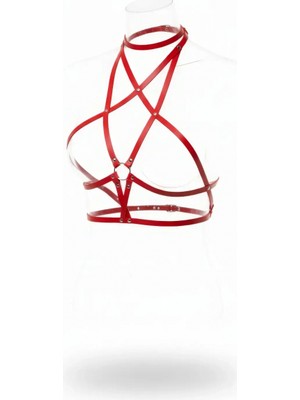 Pileli Store Kırmızı Kadın Kemer Deri Vücut Aksesuarı - APFT180