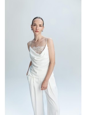 Kameya Dantel Garnili Drapeli Bluz