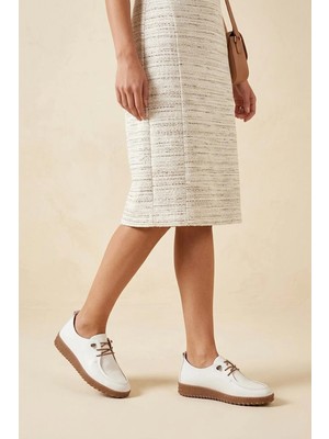 Ayakkabı Fuarı Elit ASSCL100 Kadın Hakiki Deri Casual Ayakkabı Beyaz