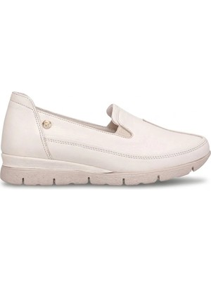 Mammamia D26YA-3985 Kadın Hakiki Deri Casual Ayakkabı Krem