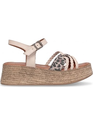 Mammamia D26YS-5260 Kadın Hakiki Deri Düz Sandalet Bej