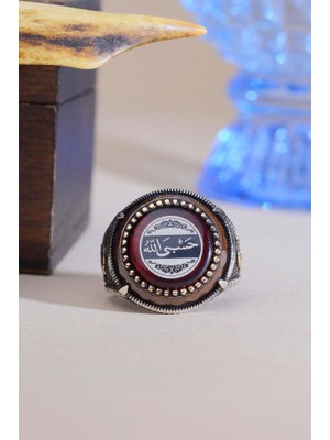 Innuendo Jewelry 925 Ayar Gümüş Hasbiyallahu Ay Yıldız Işlemeli Erkek Yüzük