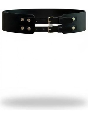 Pileli Store Siyah Kadın Kemer Zımba Detaylı Geniş Korse Kemer - APFT1203