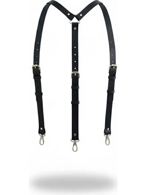 Pileli Store Siyah Kadın Kemer Omuz Detaylı Ayarlanabilir Vücut Kemer - APFT213