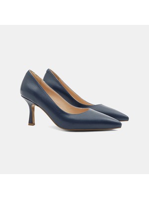 Desa Kadın Lacivert Sivri Burunlu Klasik Deri Stiletto