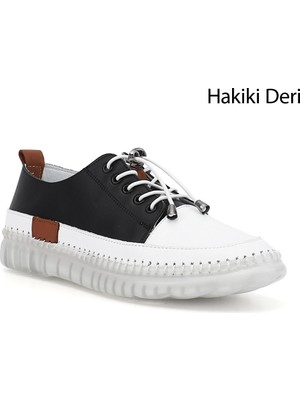 Gönderi(r) Kadın Siyah  Bağcıklı Hakiki Deri Sneaker