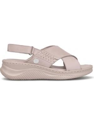 Mammamia D26YS-5320 Kadın Hakiki Deri Dolgu Topuk Sandalet Gri