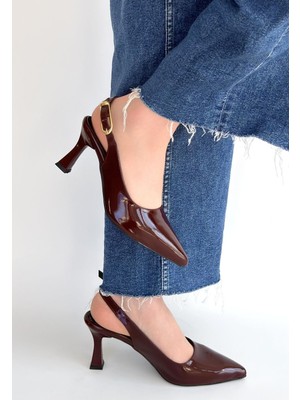 Erbilden Hies Bordo Rugan Topuklu Ayakkabı 7.5 cm Topuk Tam Kalıp