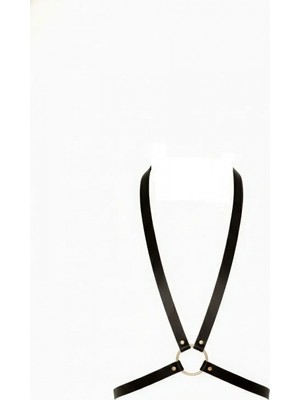 Pileli Store Siyah Kadın Kemer Metal Halka Detaylı Deri Vücut Aksesuarı - APFT131