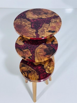 Doku Metal Tasarım Doku Metal Epoksi 3 Lü Sehpa