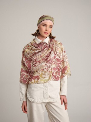 AYSHARA Nakkaşın Mührü Etnik Desenli Tek Taraflı Şal -  Gül Pembe