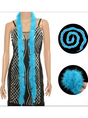 Süsle Bebek ve Parti Mavi Ince 7 gr Otriş Boa Tüy, 3,5 cm x 2 mt