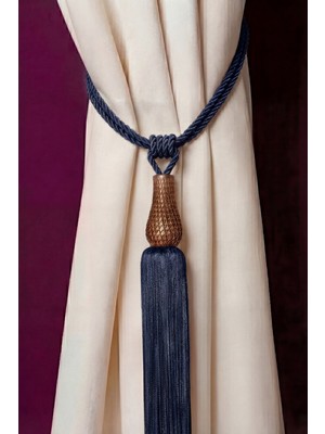 Kafes Lale Perde Bağı Braçol Brown Barok Lacivert Tek Adet