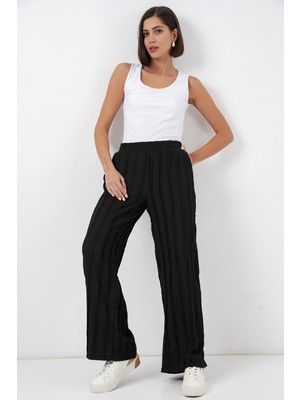 Bigdart Kadın Dokulu Esnek Örme Pantolon 30077 - Siyah