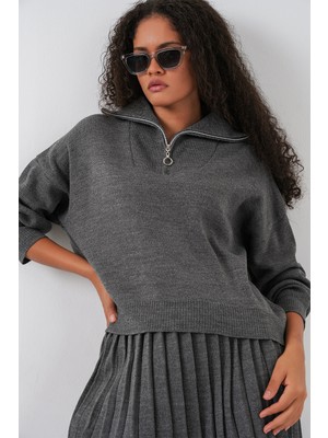 Bigdart Kadın Kazak Etek Ikili Takım 15938 - Antrasit